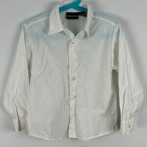 Claiborne Kids Dress Shirt Size 6 White Long Sleeve Button Up Cotton Polyester